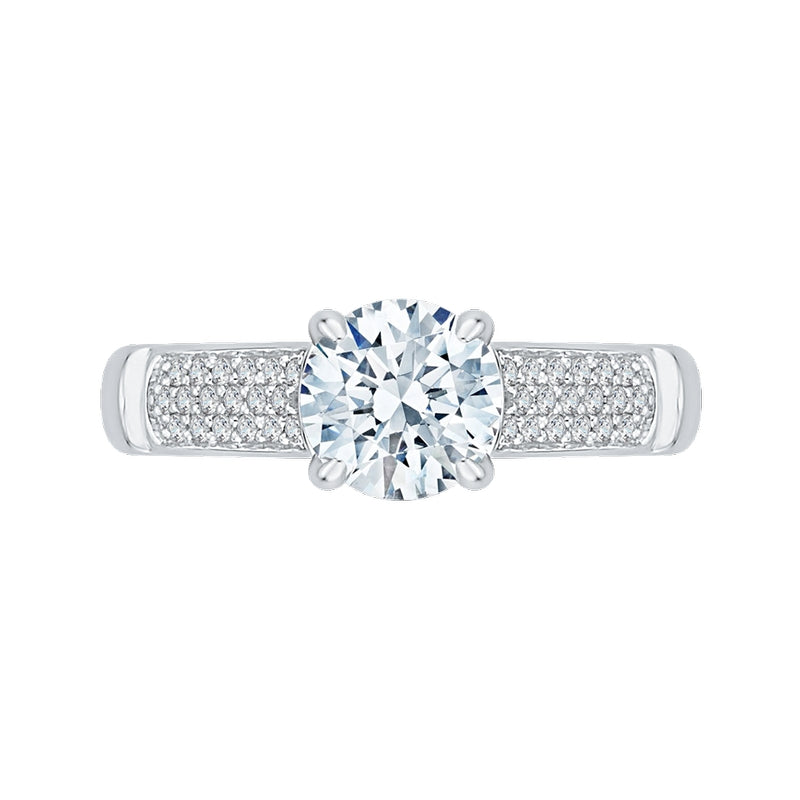 Shah Luxury Round Diamond Cathedral Style Engagement Ring In 14K White Gold (Semi-Mount)