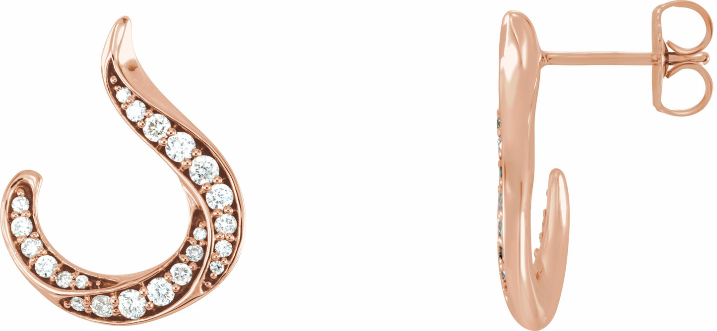 14K Rose 3/8 CTW Diamond Freeform Earrings