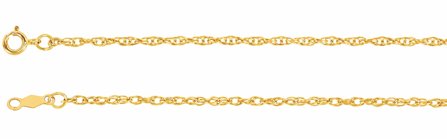 14K Yellow 1.5 mm Rope 7 Bracelet