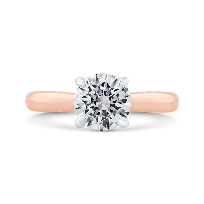 Shah Luxury 14K Two-Tone Gold Round Diamond Solitaire Plus Engagement Ring (Semi-Mount)