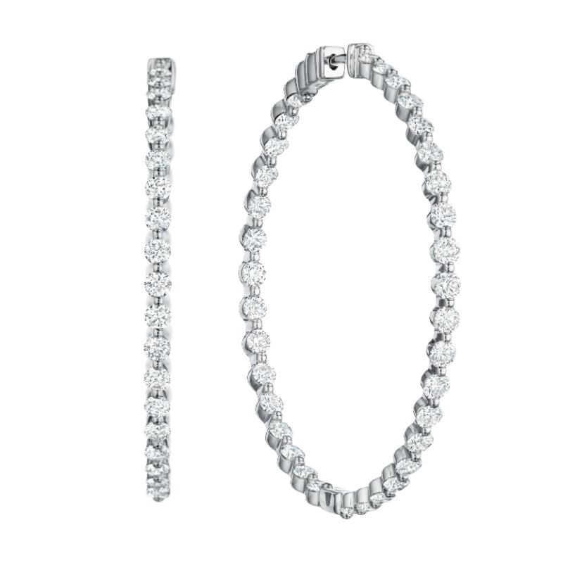 Henri Daussi White Platinum Diamond Hoop Earrings