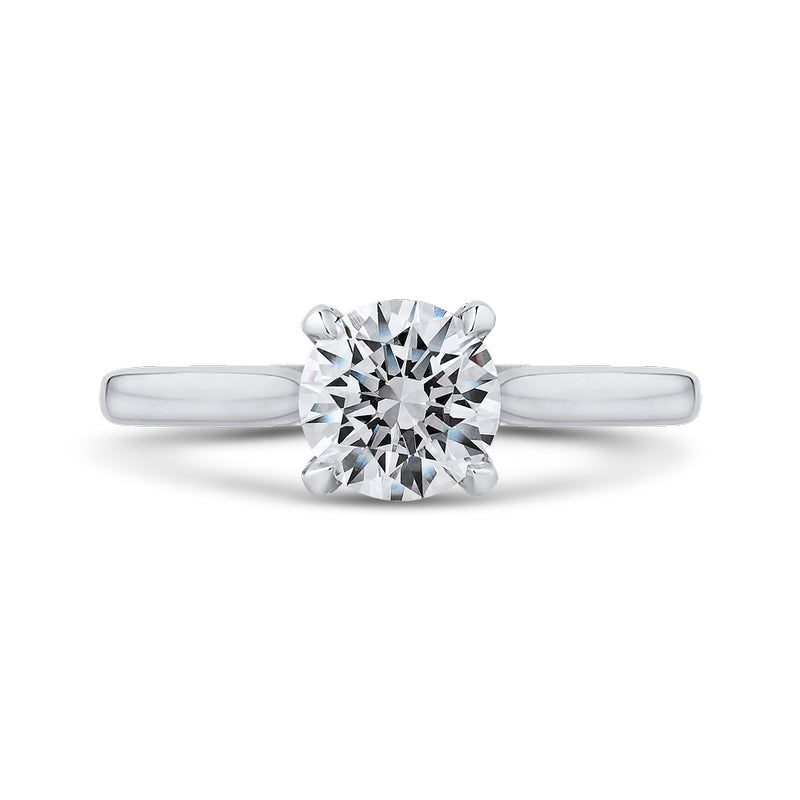 Shah Luxury 14K White Gold Round Diamond Classic Engagement Ring (Semi-Mount)