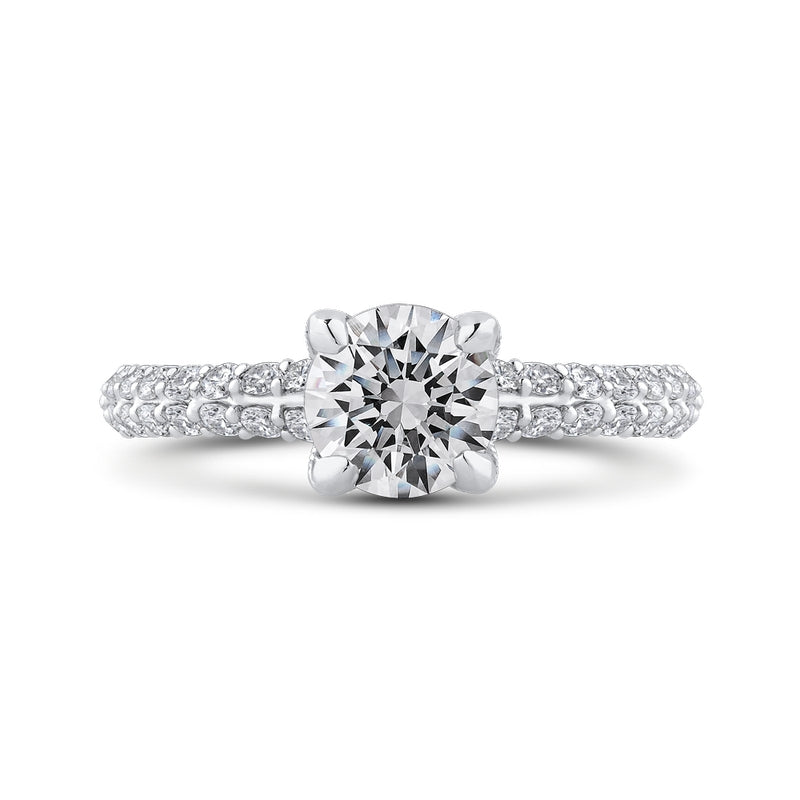 Shah Luxury 14K White Gold Round Diamond Engagement Ring (Semi-Mount)