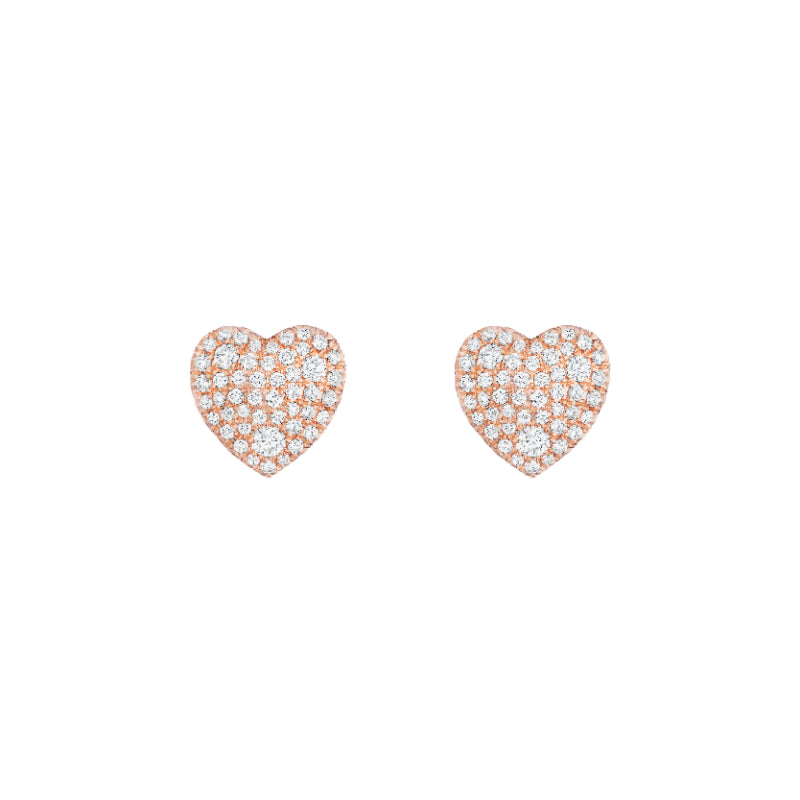 Henri Daussi 18k Rose Gold Diamond Stud Earrings