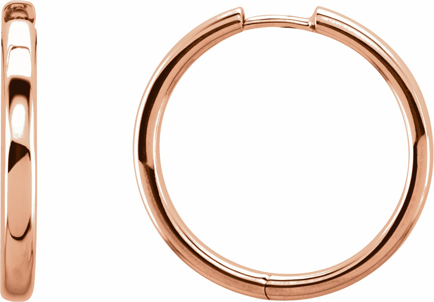14K Rose 38.7 mm Hinged Hoop Earrings