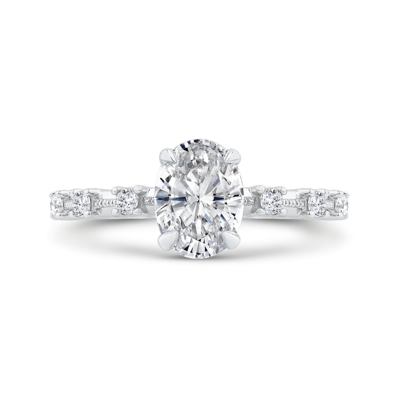 Shah Luxury Oval Diamond Engagement Ring In 14K White Gold (Semi-Mount)