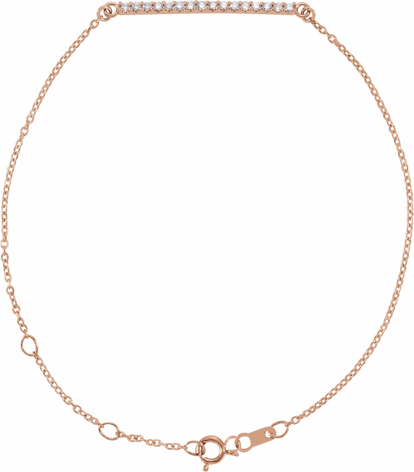 14K Rose .07 CTW Diamond Bar 6 1/2-71/2 Bracelet