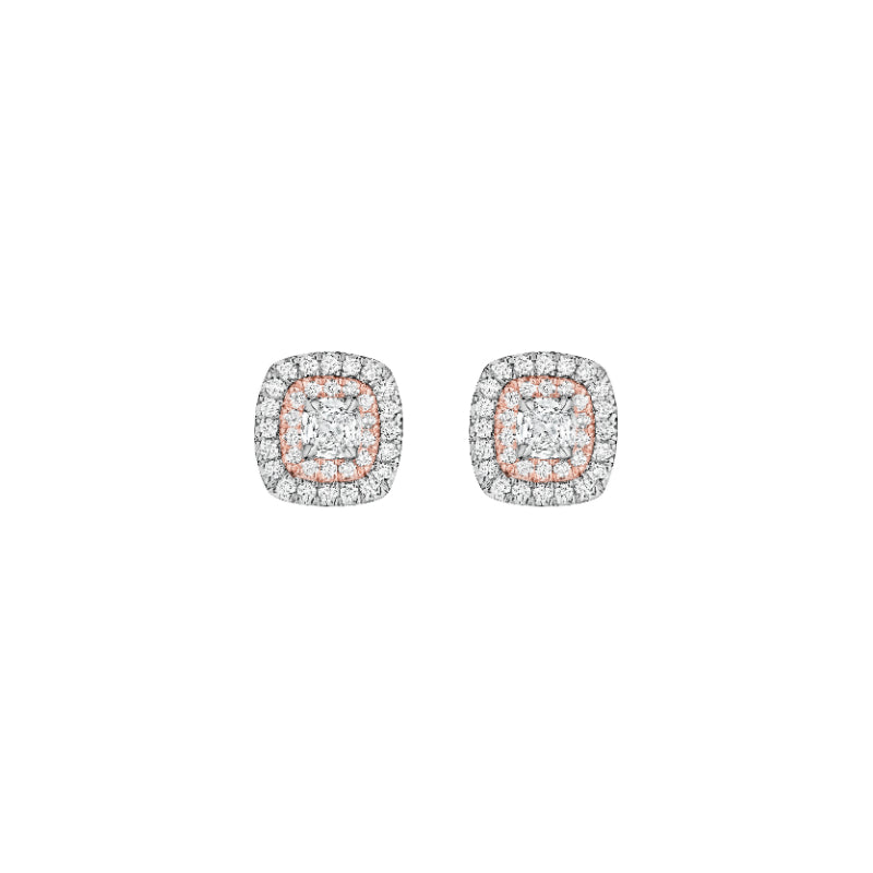 Henri Daussi 18k Rose Gold Diamond Stud Earrings