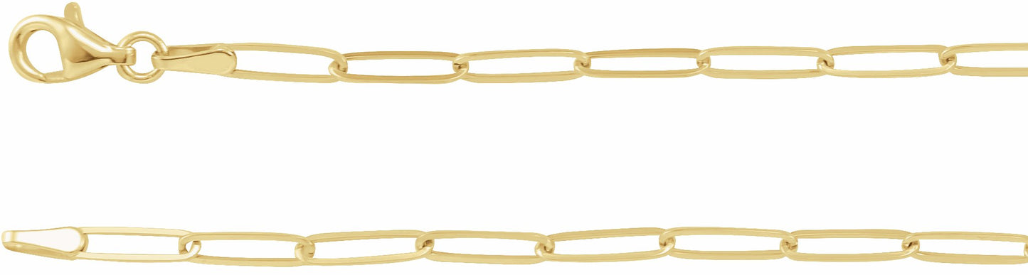 14K Yellow 2.6 mm Elongated Link Chain 7 Bracelet