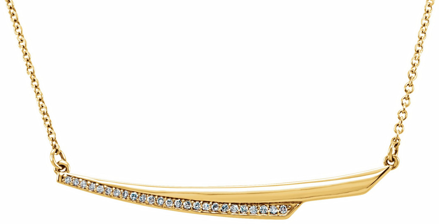 14K Yellow .08 CTW Diamond Bar 17.5 Necklace