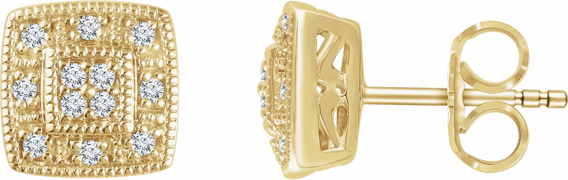 14K Yellow 1/10 CTW Diamond Cluster Earrings