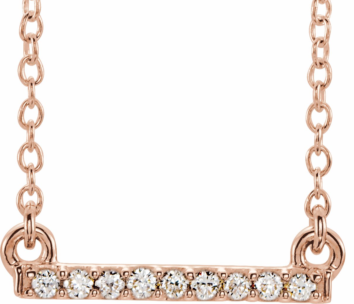 14K Rose .07 CTW Petite Diamond Bar 16-18 Necklace