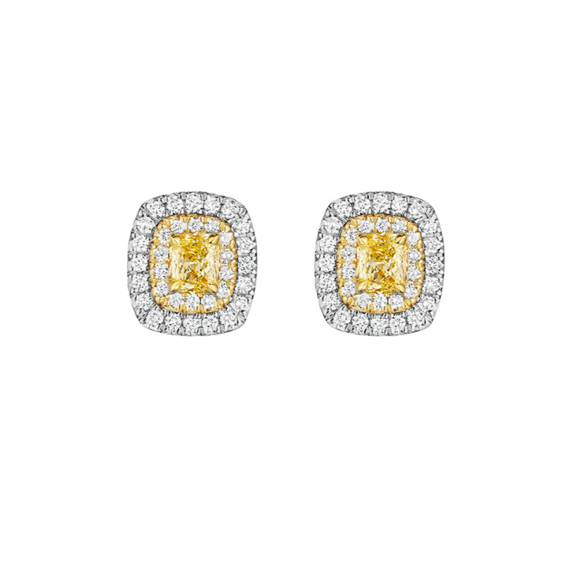 Henri Daussi 14k Yellow Gold Diamond Stud Earrings