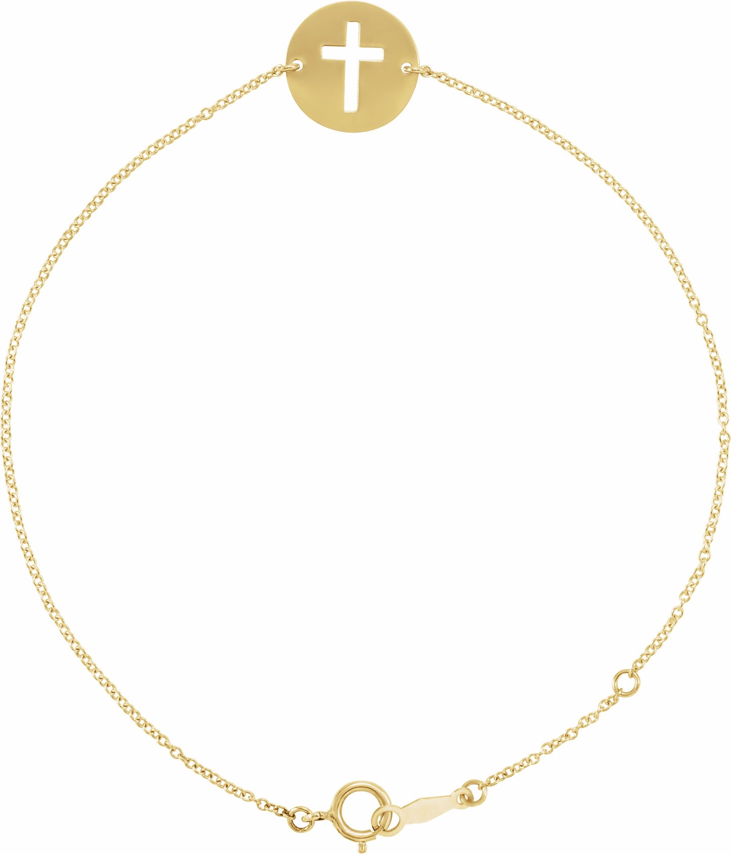 14K Yellow Pierced Cross Disc 7-8 Bracelet