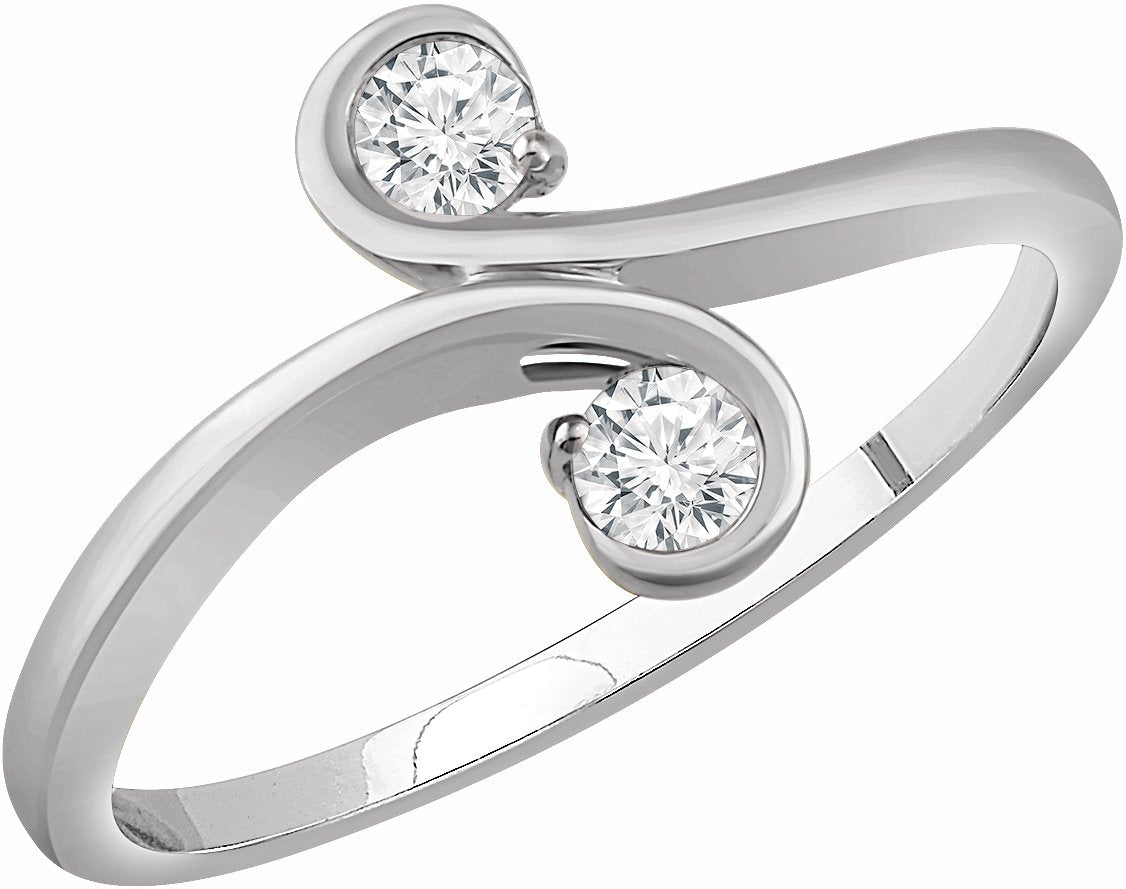 14K White 1/5 CTW Diamond Two-Stone Ring