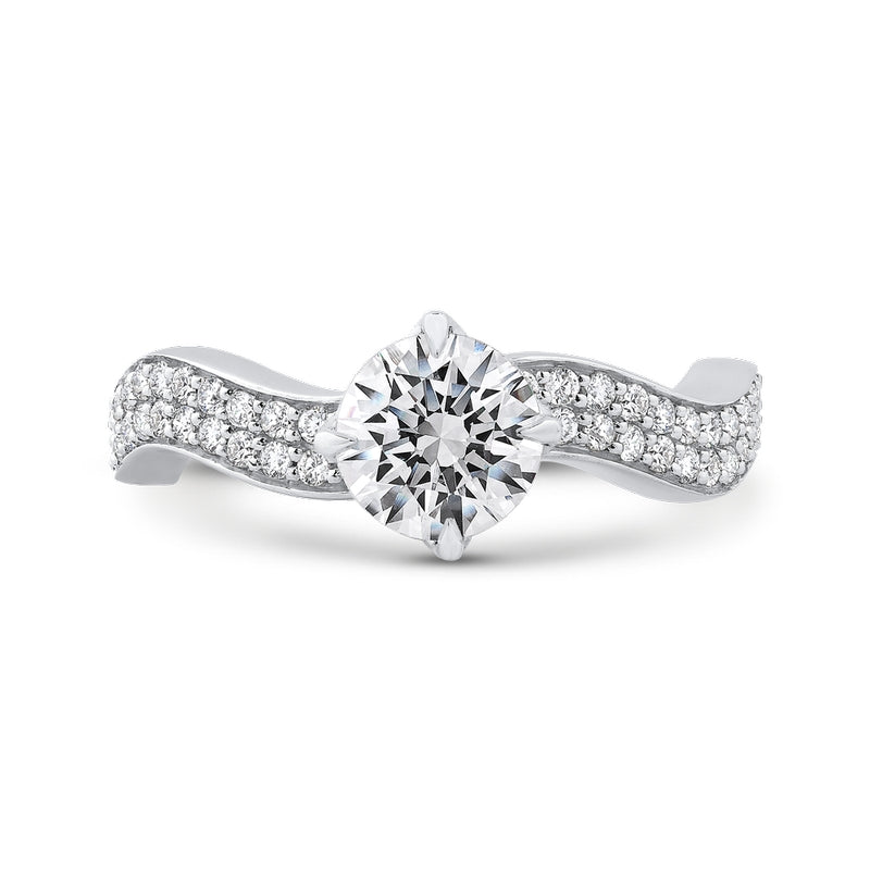 Shah Luxury 14K White Gold Round Diamond Engagement Ring (Semi-Mount)