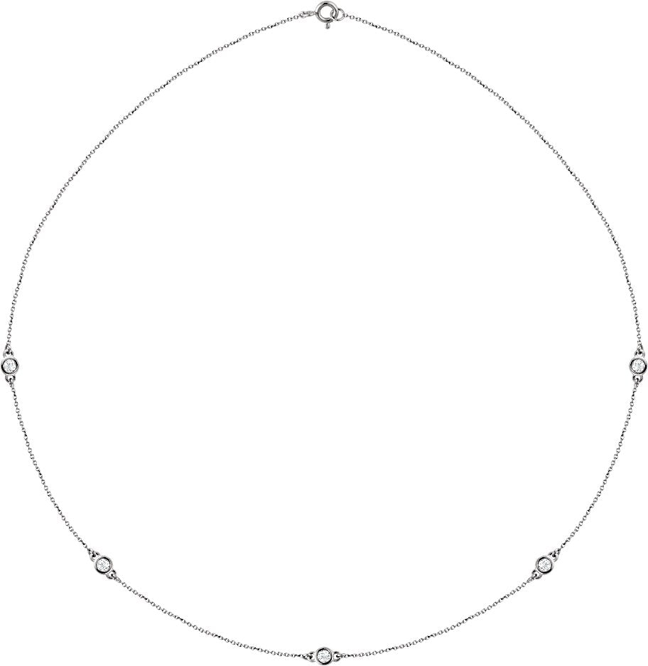 14K White 1/2 CTW Diamond 5-Station 18 Necklace
