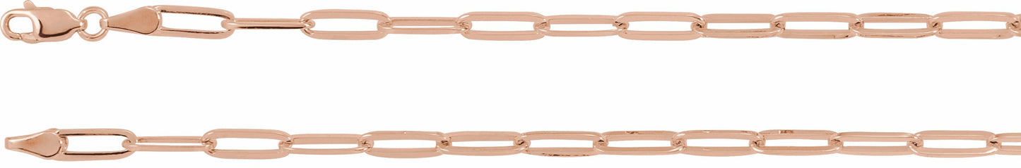 14K Rose 3.85 mm Elongated Flat Link 7 Chain