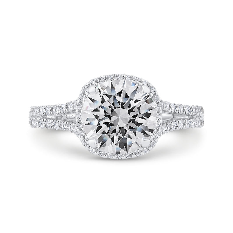 Shah Luxury 14K White Gold Diamond Halo Engagement Ring (Semi-Mount)