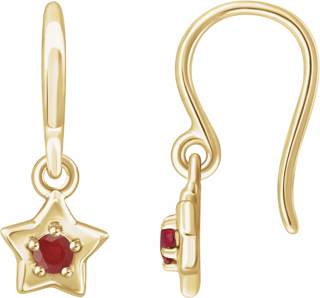 14K Yellow 3 mm Round July Youth Star Birthstone Earrings