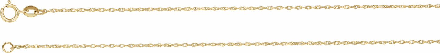 14K Yellow 1 mm Solid Rope 7 Chain