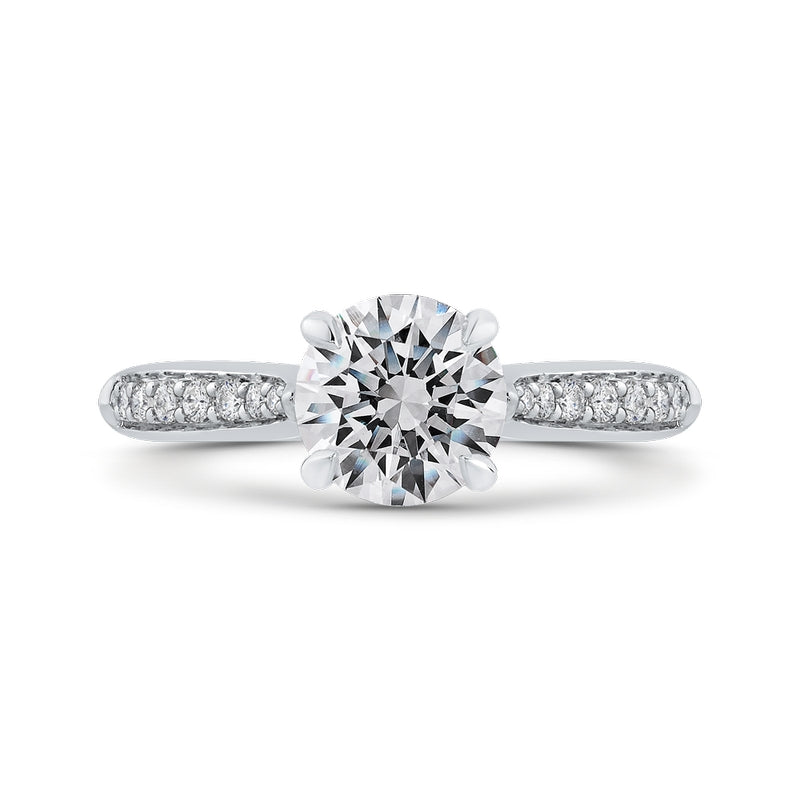 Shah Luxury 14K White Gold Round Diamond Engagement Ring (Semi-Mount)
