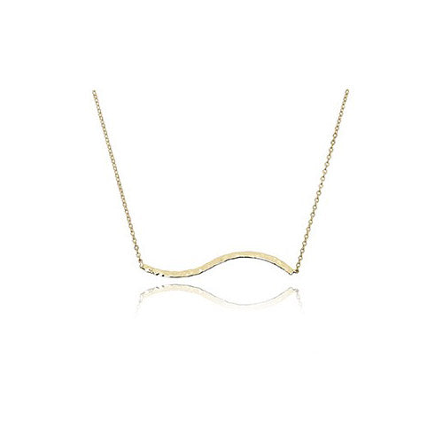 14K Yellow Gold Hammered Wave Necklace