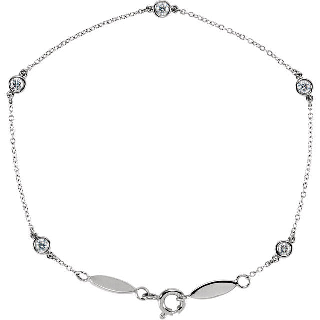Stuller 14k White Gold Spring Ring Diamond Bracelet