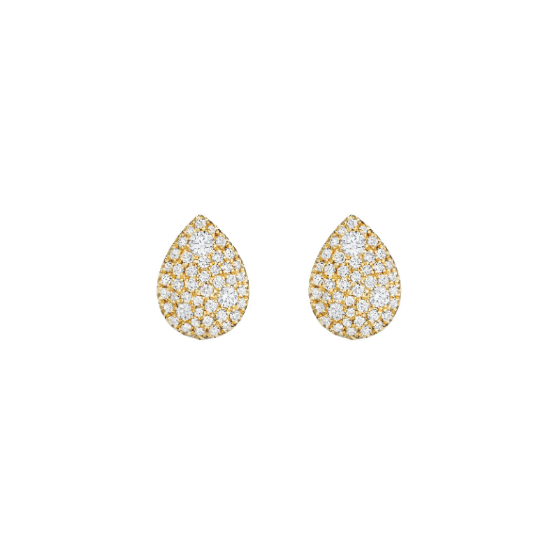 Henri Daussi 14k Yellow Gold Diamond Stud Earrings