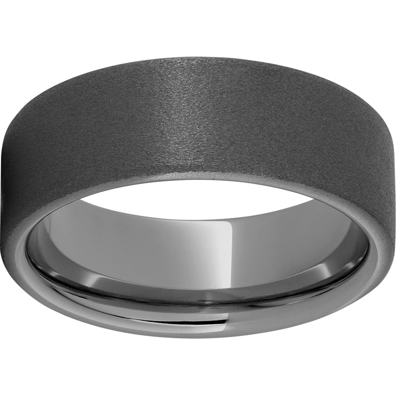 Rugged Tungsten 8mm Pipe Cut Band with Sandblast Finish