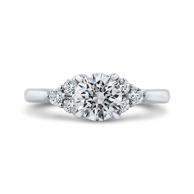Shah Luxury 14K White Gold Round Diamond Classic Engagement Ring (Semi-Mount)