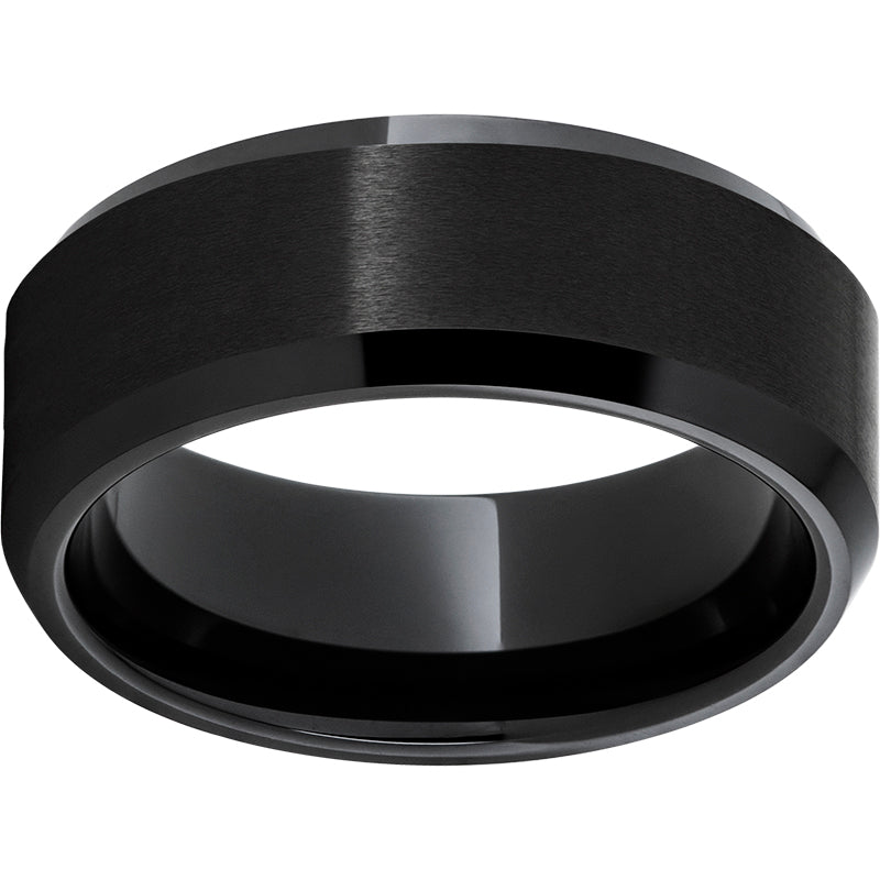 Black Diamond Ceramic Beveled Edge Band with Satin Finish