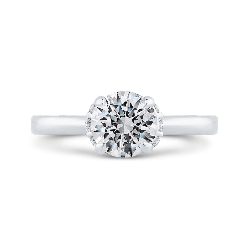Shah Luxury 14K White Gold Round Cut Diamond Engagement Ring (Semi-Mount)