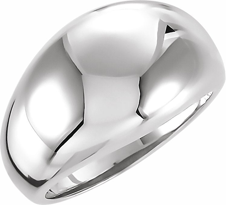 14K White 12 mm Dome Ring
