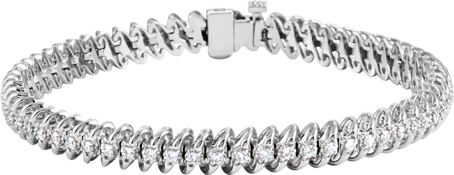 14K White 1 1/5 CTW Diamond Line 71/4 Bracelet