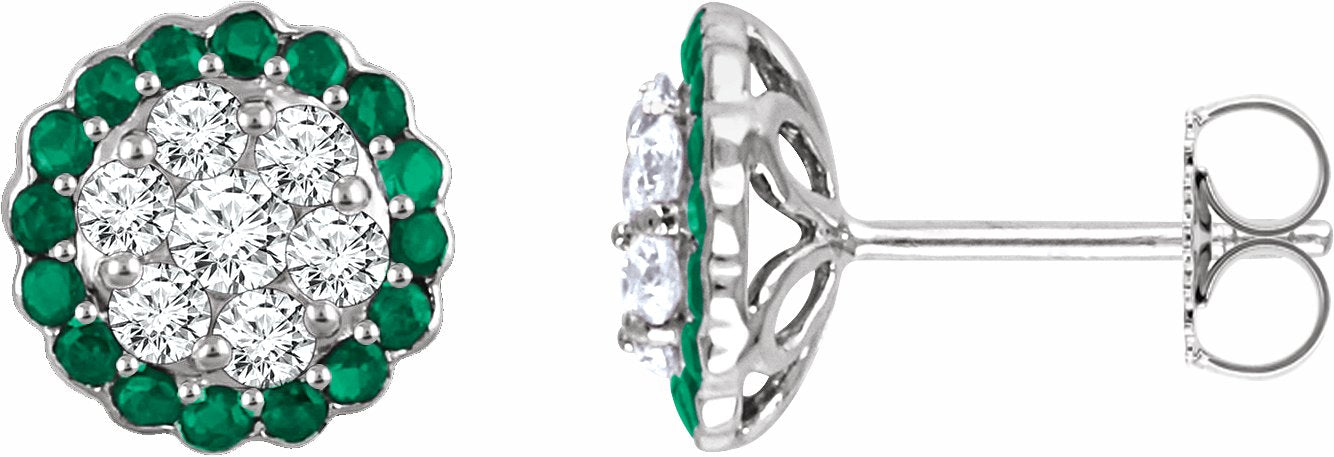 14K White Emerald & 5/8 CTW Diamond Earrings