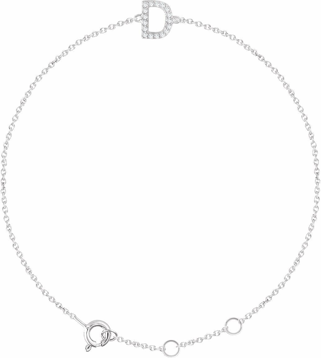 14K White .06 CTW Diamond Initial D 6-7 Bracelet