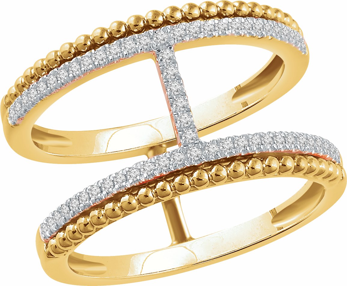 14K Yellow 1/5 CTW Diamond Negative Space Ring