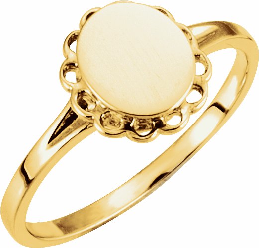 14K Yellow 8x6.7 mm Oval Signet Ring
