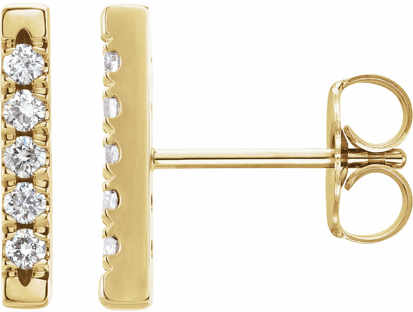 14K Yellow 1/8 CTW Diamond French-Set Bar Earrings