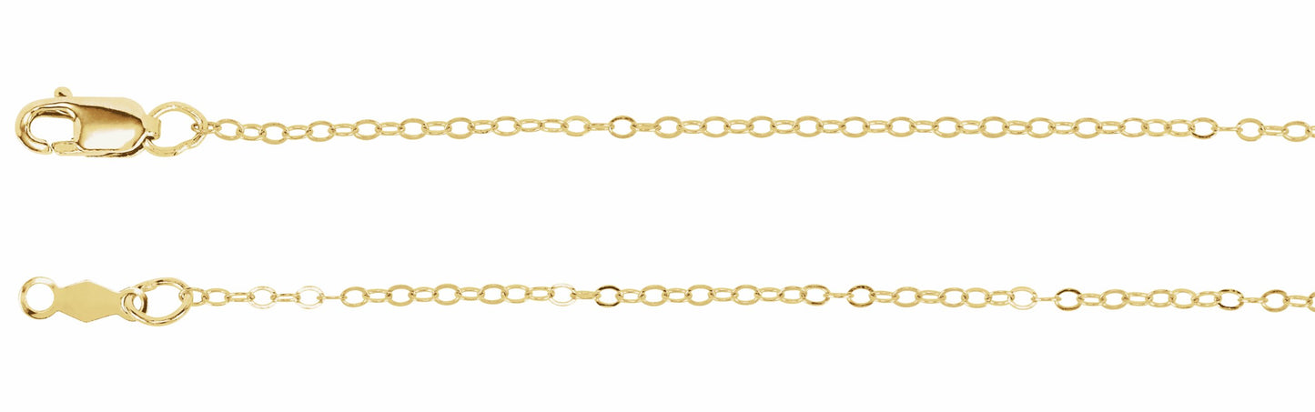 14K Yellow 1.2 mm Flat Cable 7 Bracelet