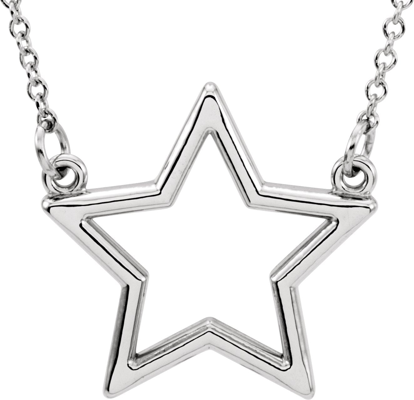14K White Star 16 Necklace