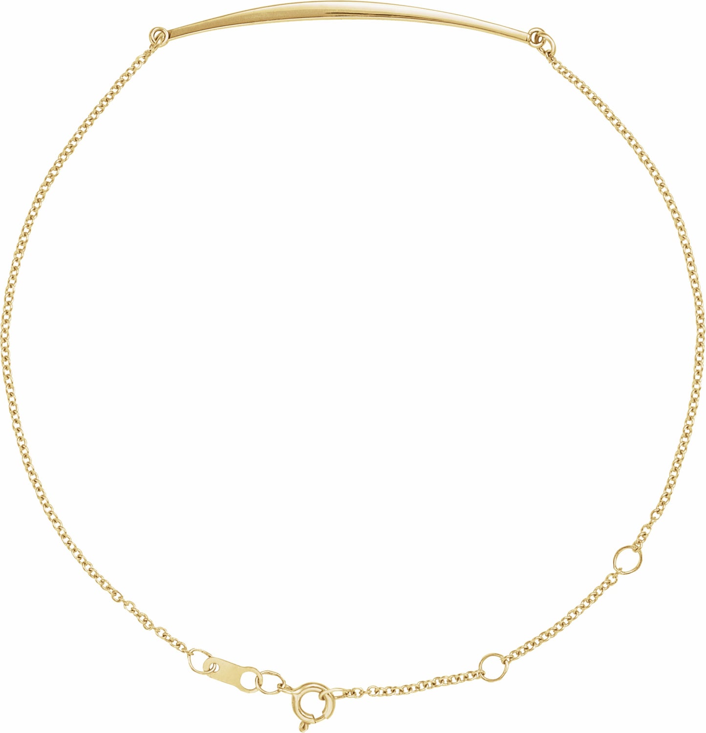 14K Yellow Curved Bar 6 1/2-7 1/2 Bracelet