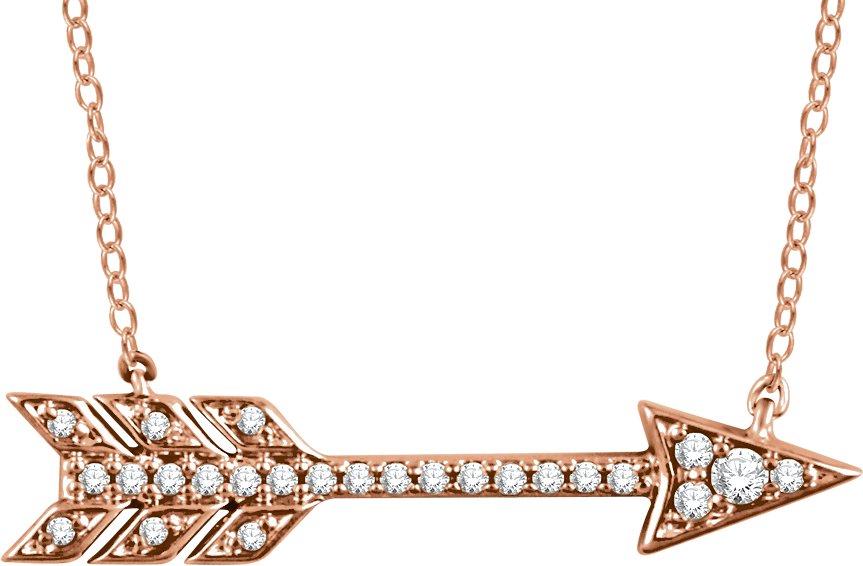 14K Rose 1/10 CTW Diamond Arrow 18 Necklace