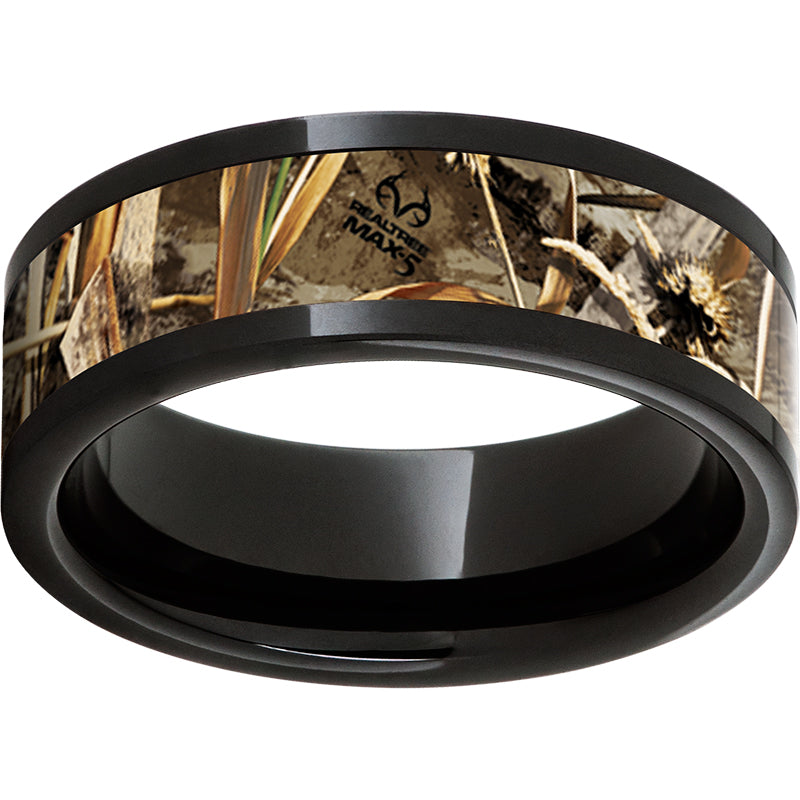 Black Diamond Ceramic Pipe Cut Band with Realtree Max 5 Inlay
