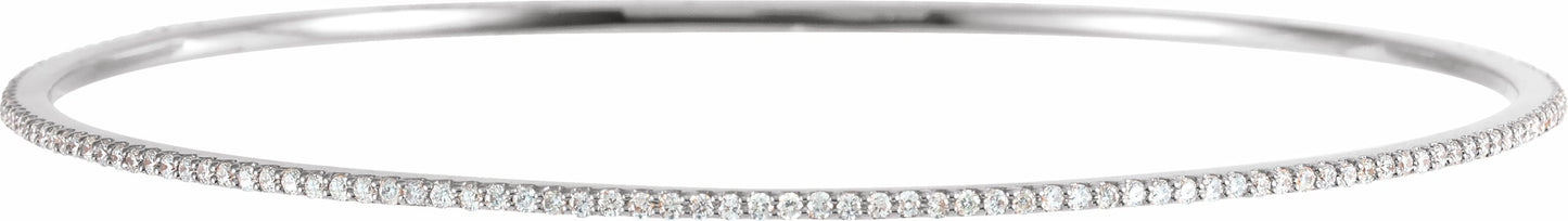 14K White 1 CTW Diamond Stackable Bangle 8 Bracelet