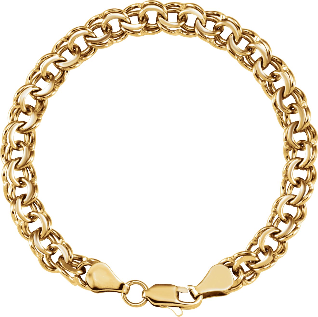 14K Yellow 7 mm Solid Double Link Charm 7.75 Bracelet