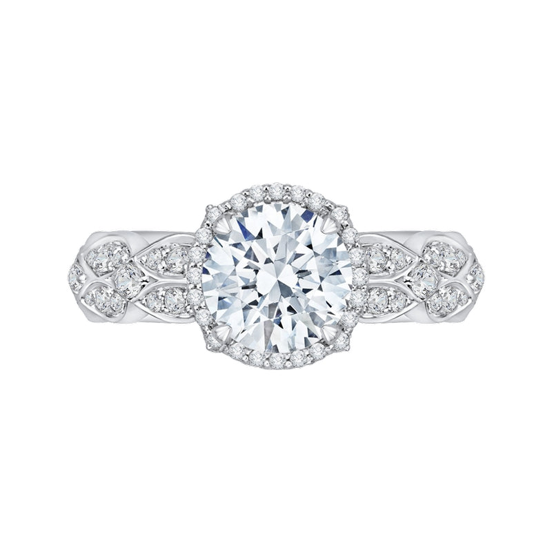 Shah Luxury 14K White Gold Round Diamond Halo Engagement Ring (Semi-Mount)