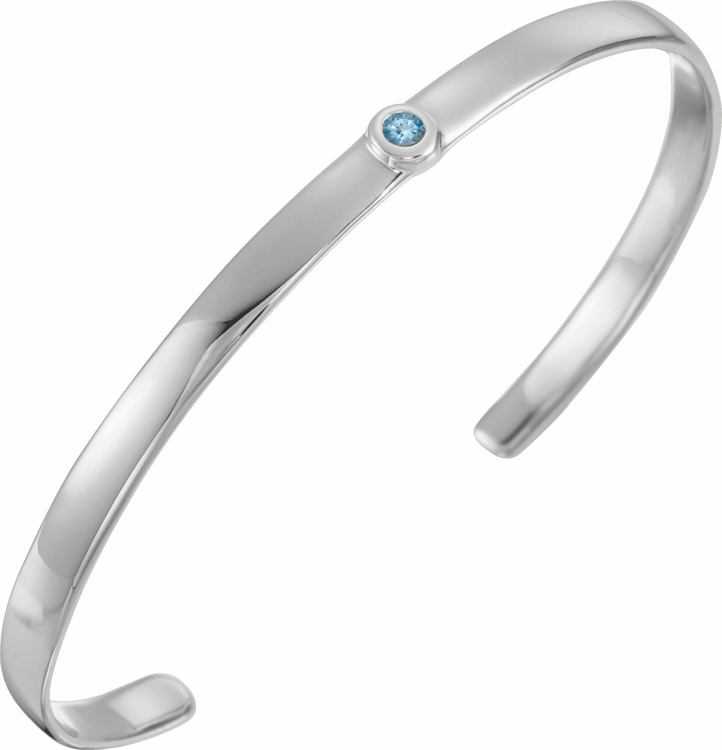 14K White Aquamarine Cuff 6 Bracelet