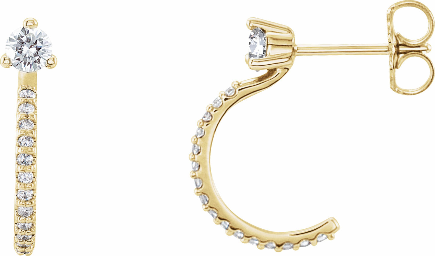 14K Yellow 1/3 CTW Diamond Hoop Earrings